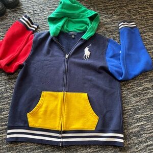Polo Ralph Lauren Boys Hoodie Jacket XL (18-20) Colorblock Zip Up Sweatshirt